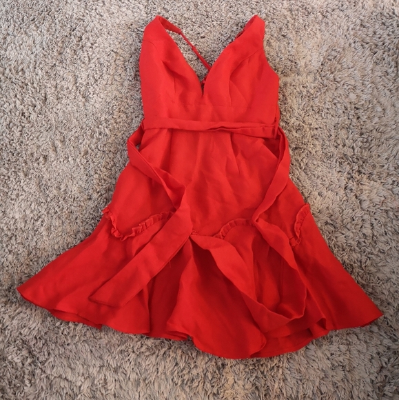 M Boutique by Selfie Leslie Red Ruffle Hem Dress